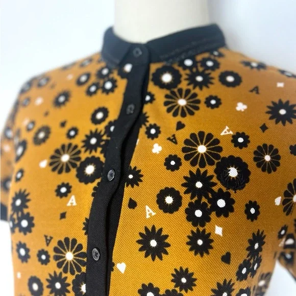 AMY WINEHOUSE FRED PERRY Floral Twin Tipped Black Orange Tennis Polo Shirt S M 8 - Picture 2 of 15